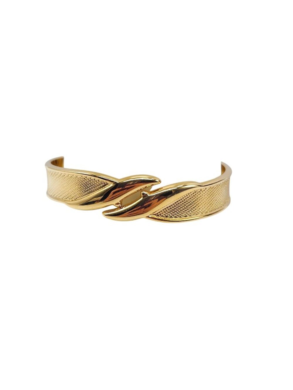 Monet Textured Gold-Tone Hinged Bangle Bracelet with Tags
